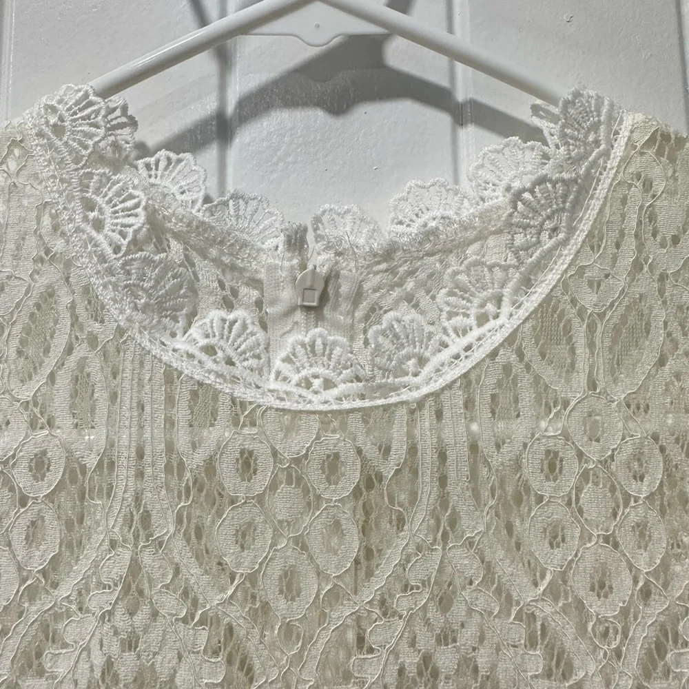 Lulu’s White Lace Short Sleeve Midi Dress - Picture 7 of 12